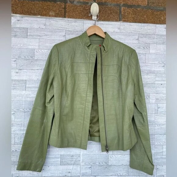 Elements by vakko olive green leather jacket large - Picture 4 of 11